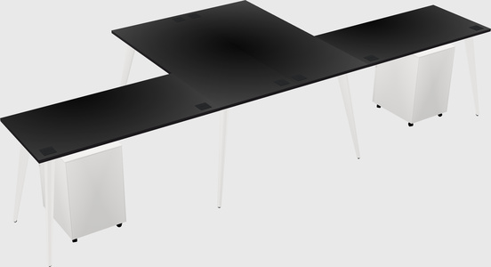 Shared l-shaped office desk system