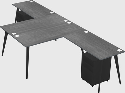 Shared l-shaped office desk system