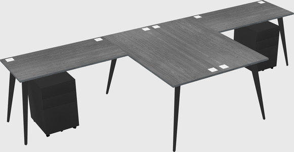 Shared l-shaped office desk system