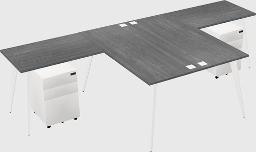 Shared l-shaped office desk system