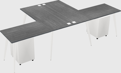Shared l-shaped office desk system