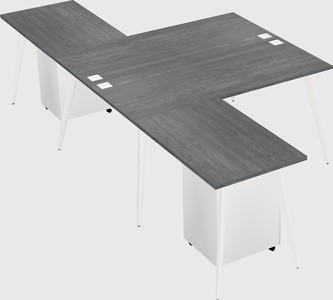 Shared l-shaped office desk system