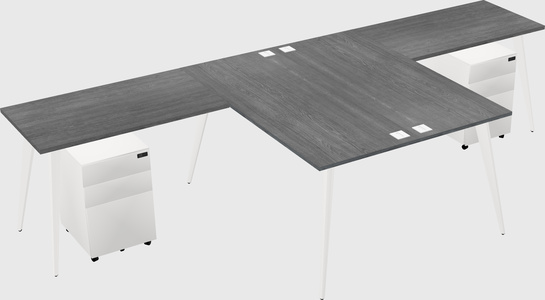 Shared l-shaped office desk system