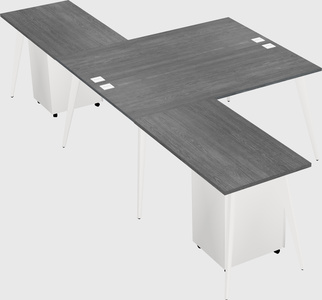 Shared l-shaped office desk system