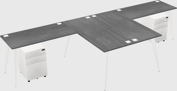 Shared l-shaped office desk system