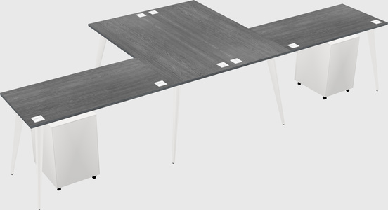 Shared l-shaped office desk system