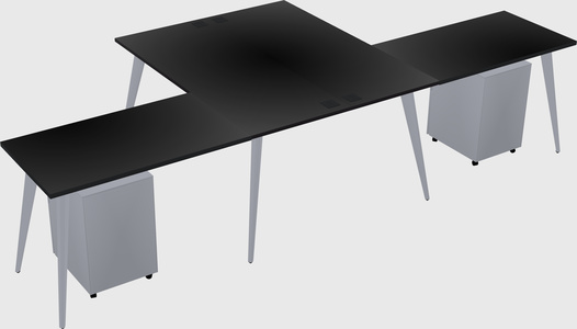 Shared l-shaped office desk system