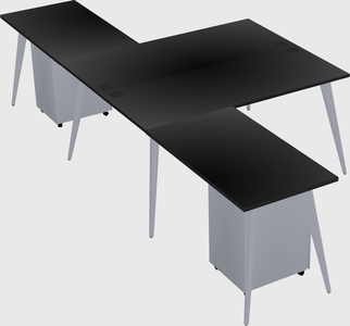 Shared l-shaped office desk system