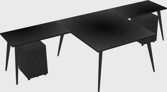 Shared l-shaped office desk system