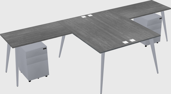 Shared l-shaped office desk system