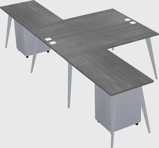 Shared l-shaped office desk system
