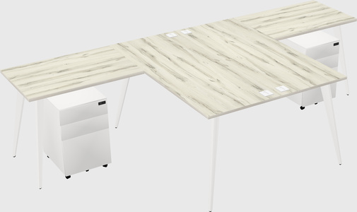 Shared l-shaped office desk system