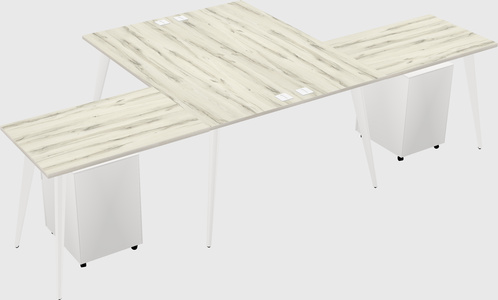 Shared l-shaped office desk system