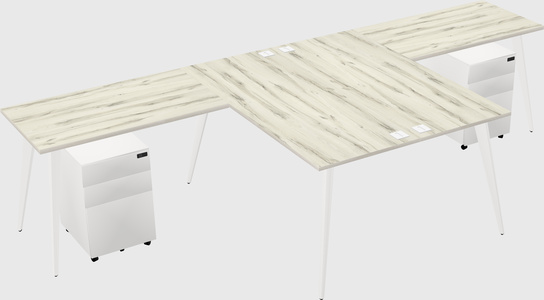 Shared l-shaped office desk system