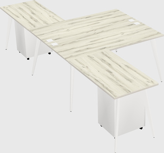 Shared l-shaped office desk system
