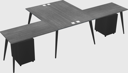 Shared l-shaped office desk system
