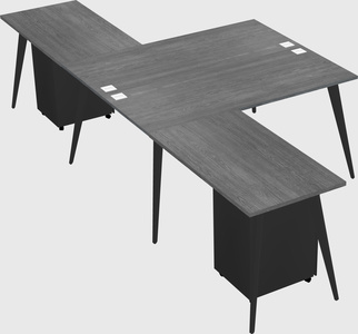 Shared l-shaped office desk system