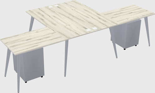 Shared l-shaped office desk system