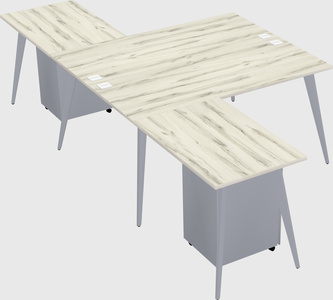Shared l-shaped office desk system