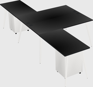 Shared l-shaped office desk system