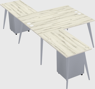 Shared l-shaped office desk system