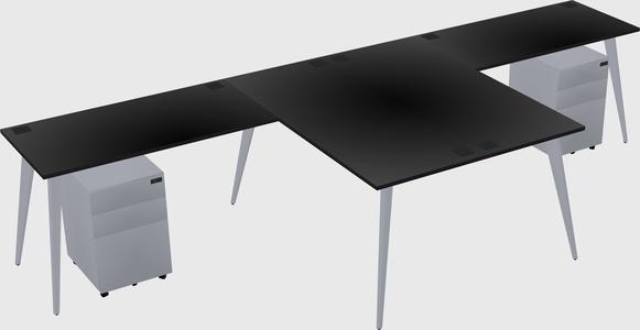 Shared l-shaped office desk system