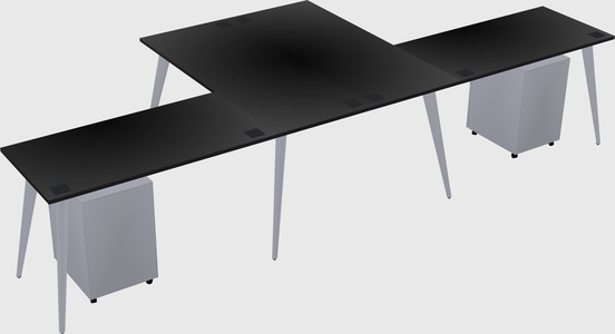 Shared l-shaped office desk system