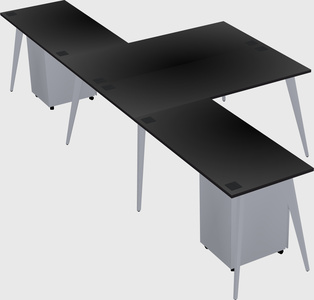 Shared l-shaped office desk system
