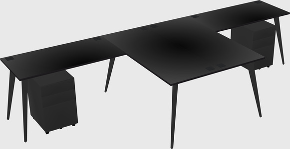 Shared l-shaped office desk system