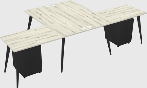 Shared l-shaped office desk system