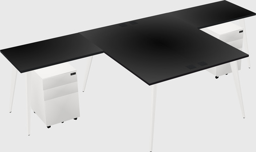 Shared l-shaped office desk system
