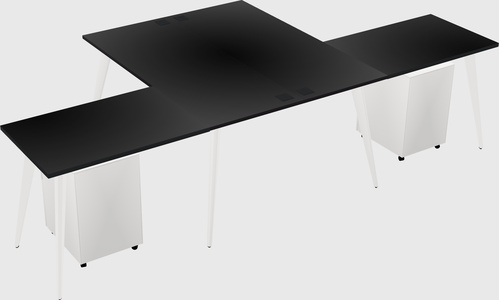 Shared l-shaped office desk system