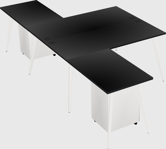 Shared l-shaped office desk system