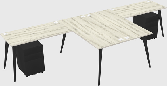 Shared l-shaped office desk system
