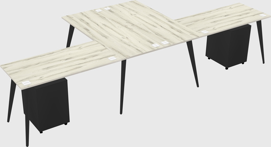 Shared l-shaped office desk system