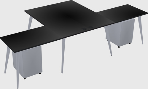 Shared l-shaped office desk system