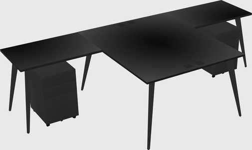 Shared l-shaped office desk system