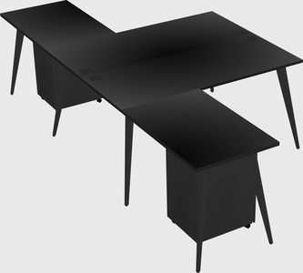 Shared l-shaped office desk system