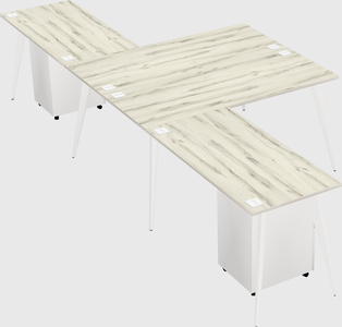 Shared l-shaped office desk system