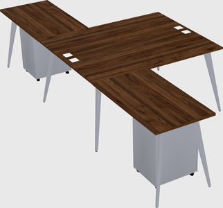 Shared l-shaped office desk system