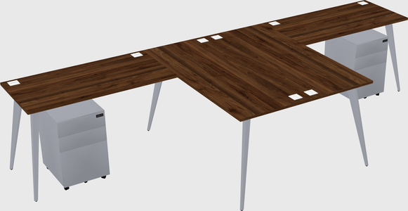 Shared l-shaped office desk system