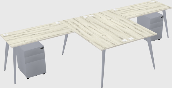 Shared l-shaped office desk system
