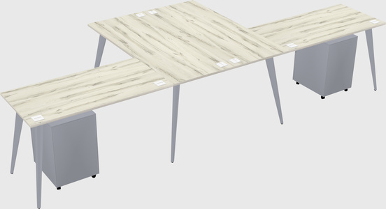 Shared l-shaped office desk system