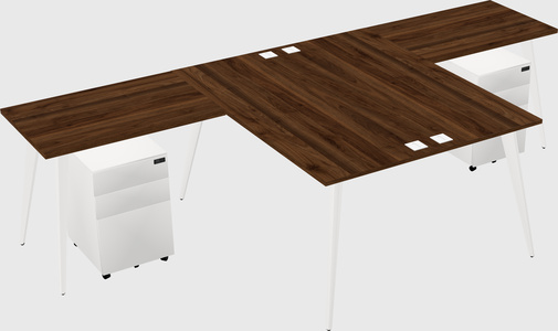 Shared l-shaped office desk system