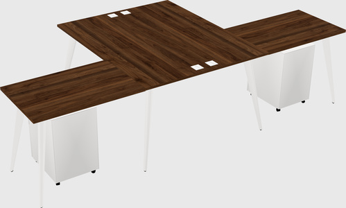 Shared l-shaped office desk system