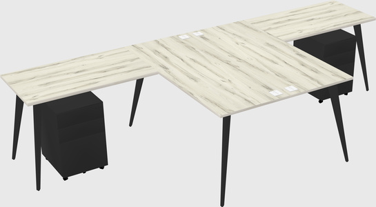 Shared l-shaped office desk system