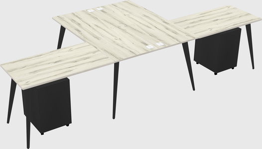 Shared l-shaped office desk system