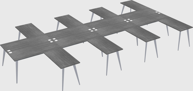 Shared l-shaped office desk system