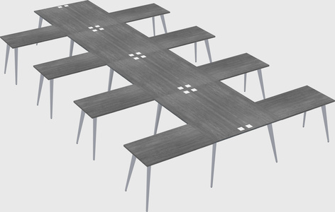 Shared l-shaped office desk system