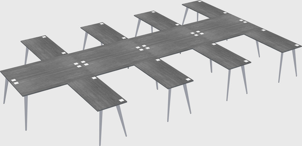 Shared l-shaped office desk system